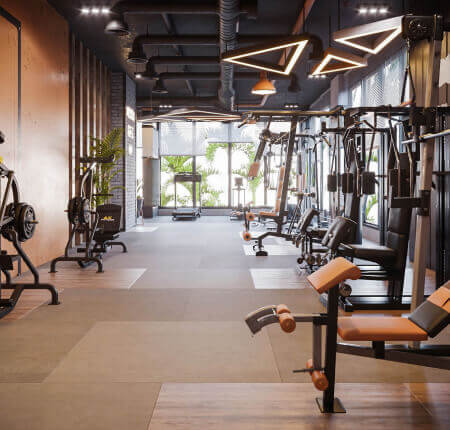 Fitness centre with training equipment